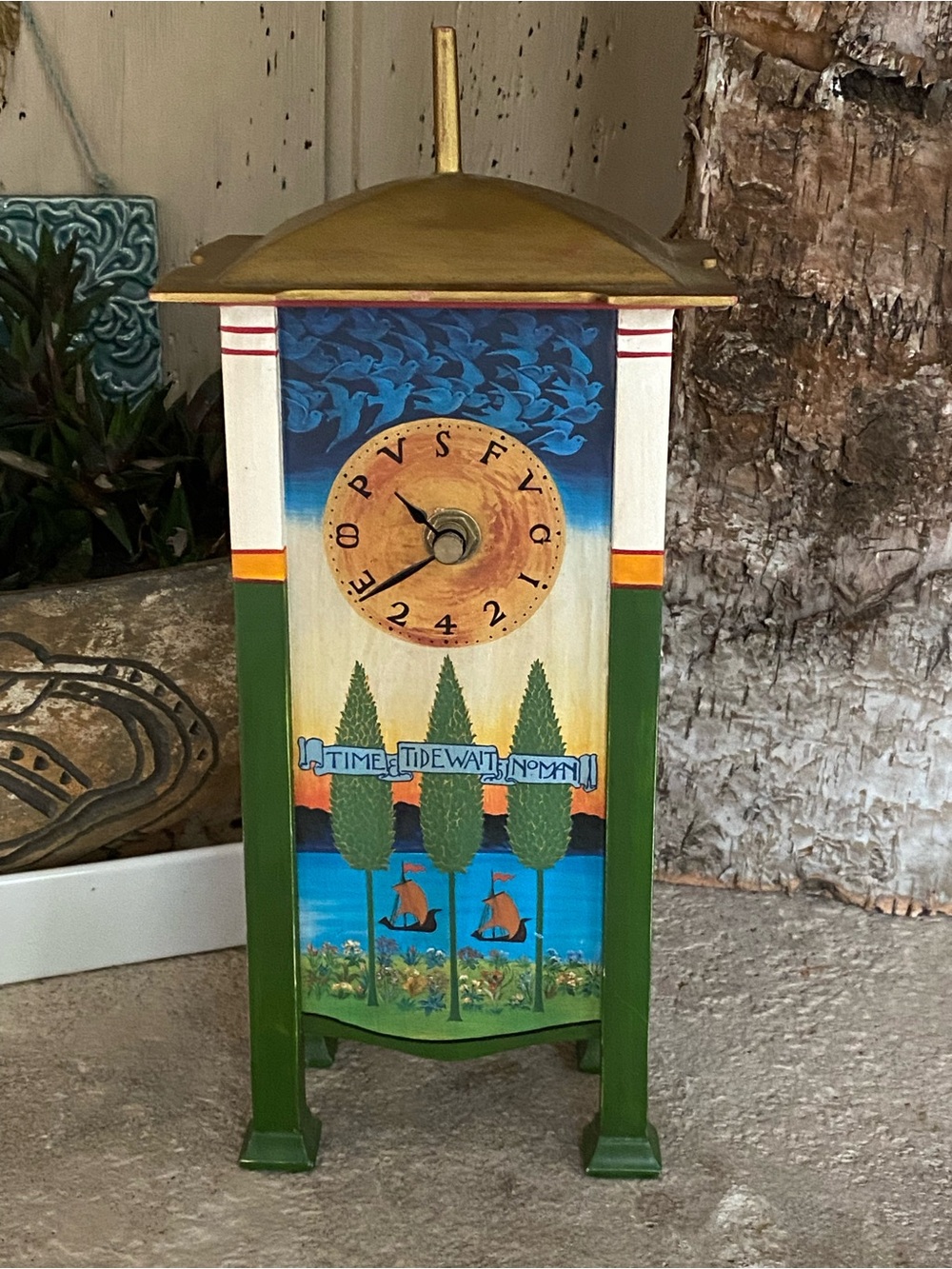 Funky Decorative Mantel Clock: Time & Tide Wait for No Man.